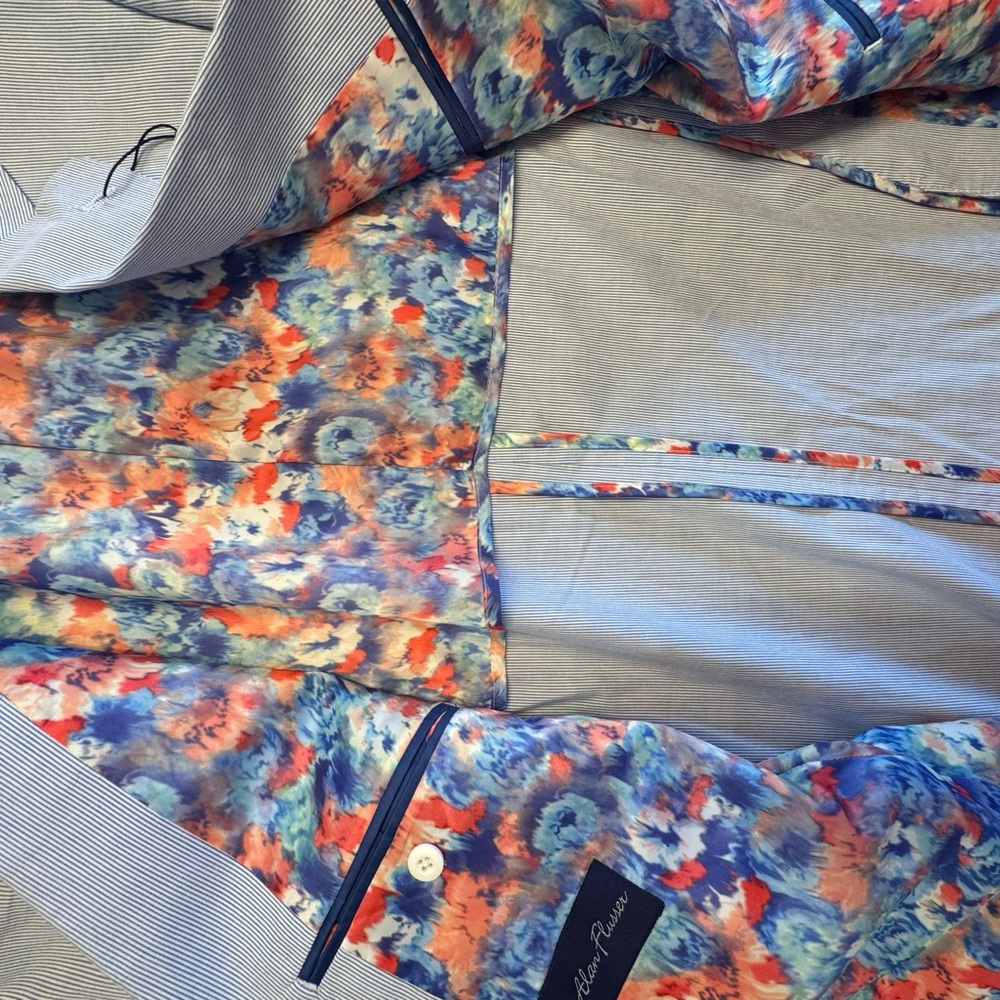 Alan Flusser Striped Blazer with Multicolor Lining - Picture 5 of 7